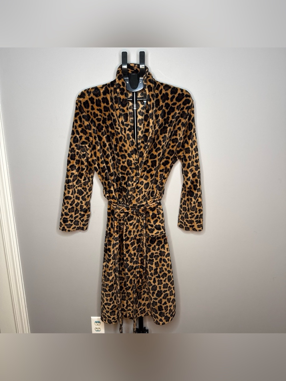 leopard print fuzzy robe